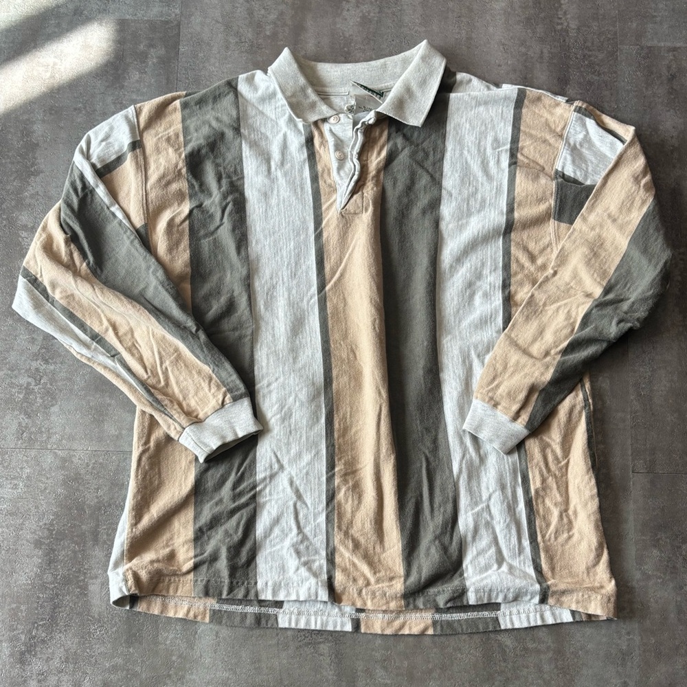 Vintage Northern Elements Polo Sweater Mens XL Vertical Stripes